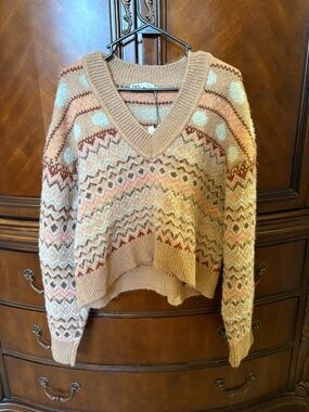 NWT Zara Printed Fuzzy Sweater